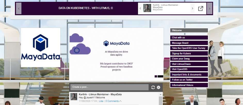 MayaData's tweet photo. The first ever #KubeCon + #CloudNativeCon virtual has started!
The #MayaData, @LitmusChaos, & @openebs team is looking forward to meeting you.
Stop by our booth (Startup Hall A) to meet our maintainers or just to say "Hi"!
#keepcloudnativeconnected https://t.co/RktVyeTk3o