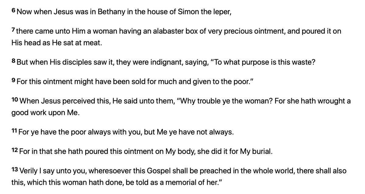 Christ reproached the Apostles for rebuking the woman who poured expensive oil on his head, instead of selling it and giving the money to the poor:“For ye have the poor always with you.”Christianity teaches us to show charity to the poor, because they are our neighbors.