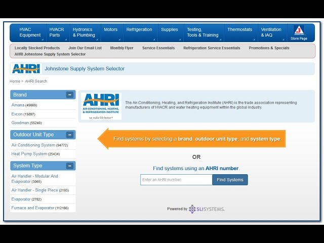 From Match-Up to Order Placement to Printable AHRI Certificate, the Johnstone Supply System Selector Makes it Easy. AHRI System Selector allows you to easily identify &amp; order AHRI Certified HVAC Systems. #JohnstoneHVAC #johnstonesupply #easy4thecontractor bit.ly/3gb0n68