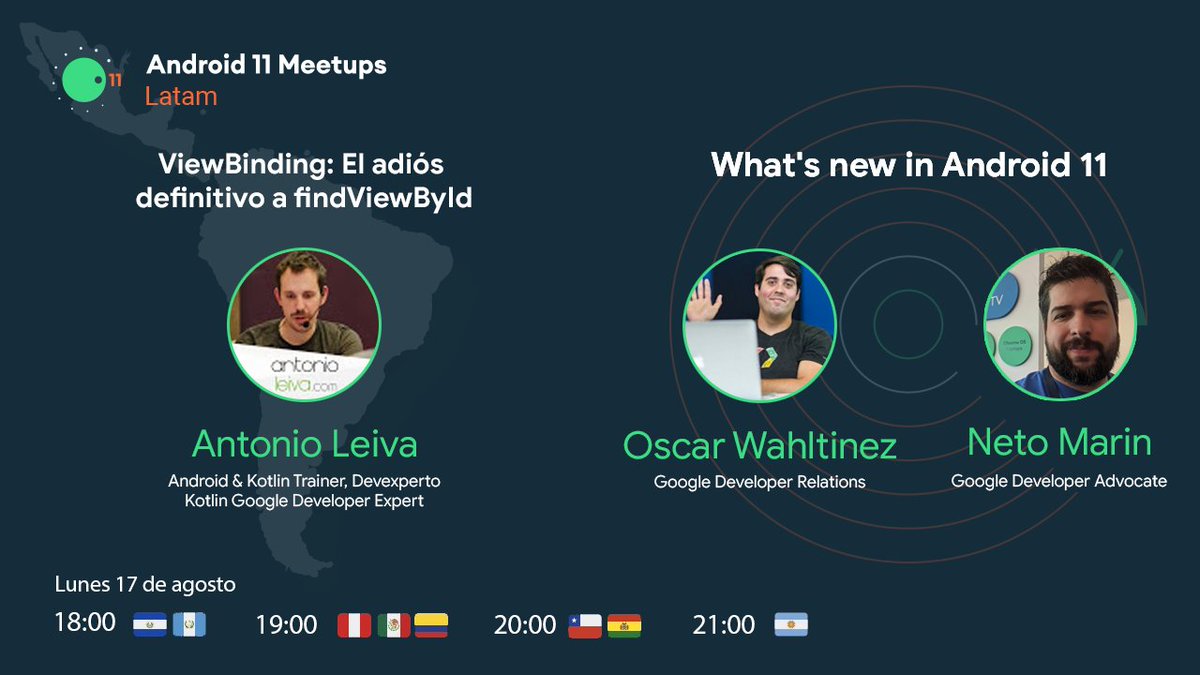 hoy empieza el #android11latam desde las 8:00 PM GMT-4,
iniciamos la semana mas android con @lime_cl, <a href="/owahltinez/">Oscar Wahltinez</a> y <a href="/netomarin/">netomarin</a>!! 

youtube.com/watch?v=_nYlSV… 

<a href="/GoogleDevsLATAM/">Google Devs Latam</a> @gdg #GDE
