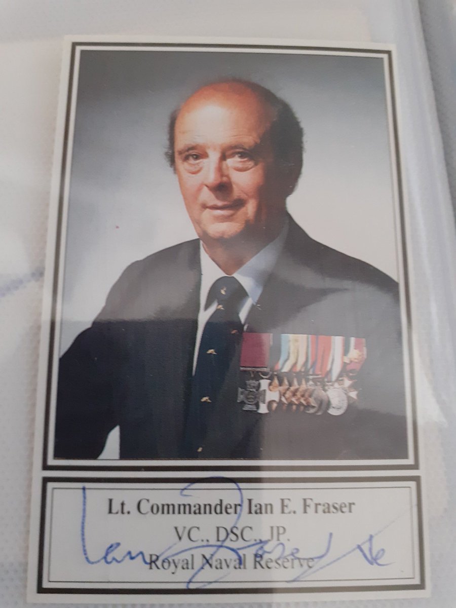 I know #VJDay75 was on Saturday, but I had the honour of meeting Lt Cdr Ian Fraser VC in 2001, and he gave my lad this signed photo. Ian Fraser was an absolutely smashing bloke, very unassuming and humble..
