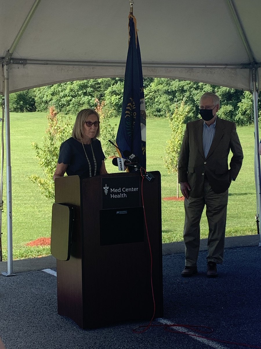 MedCenterHealth's tweet image. We were pleased to welcome U.S. Senate majority leader Mitch McConnell to The Medical Center at Caverna this morning as he thanked frontline healthcare workers, spoke about the CARES act and encouraged mask wearing. @McConnellPress #maskupky