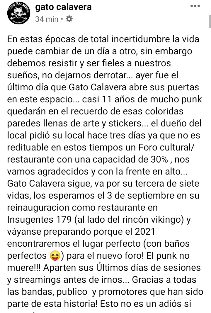 #News: adiós @GatoCalavera 😿