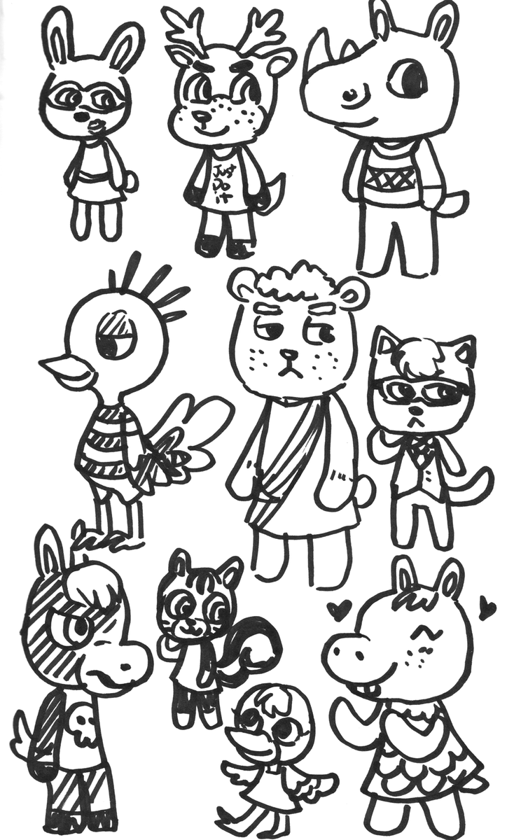 and finally…. the true disaster of the set……… me drawing #animalcrossing characters from memory……..
i'm so sorry
(leif is saying "bitches love flowers")