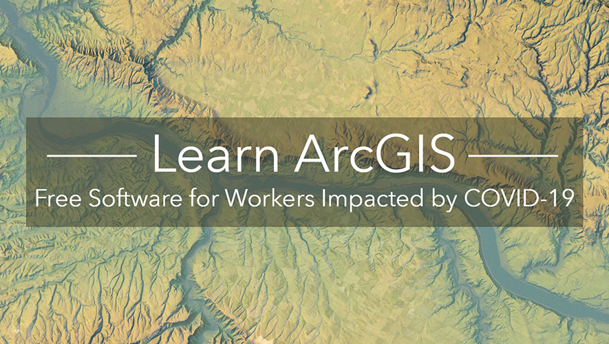Esri's tweet photo. Happy to announce that we've extended our program. Furloughed professionals affected by #COVID19 can gain free access to @ArcGISOnline &amp; 20+ apps until December 31, including @ArcGISPro &amp; lessons through Learn ArcGIS &amp; the Esri Academy.

Learn more: https://t.co/sX7vJDPTmg https://t.co/513KuJ8t4T