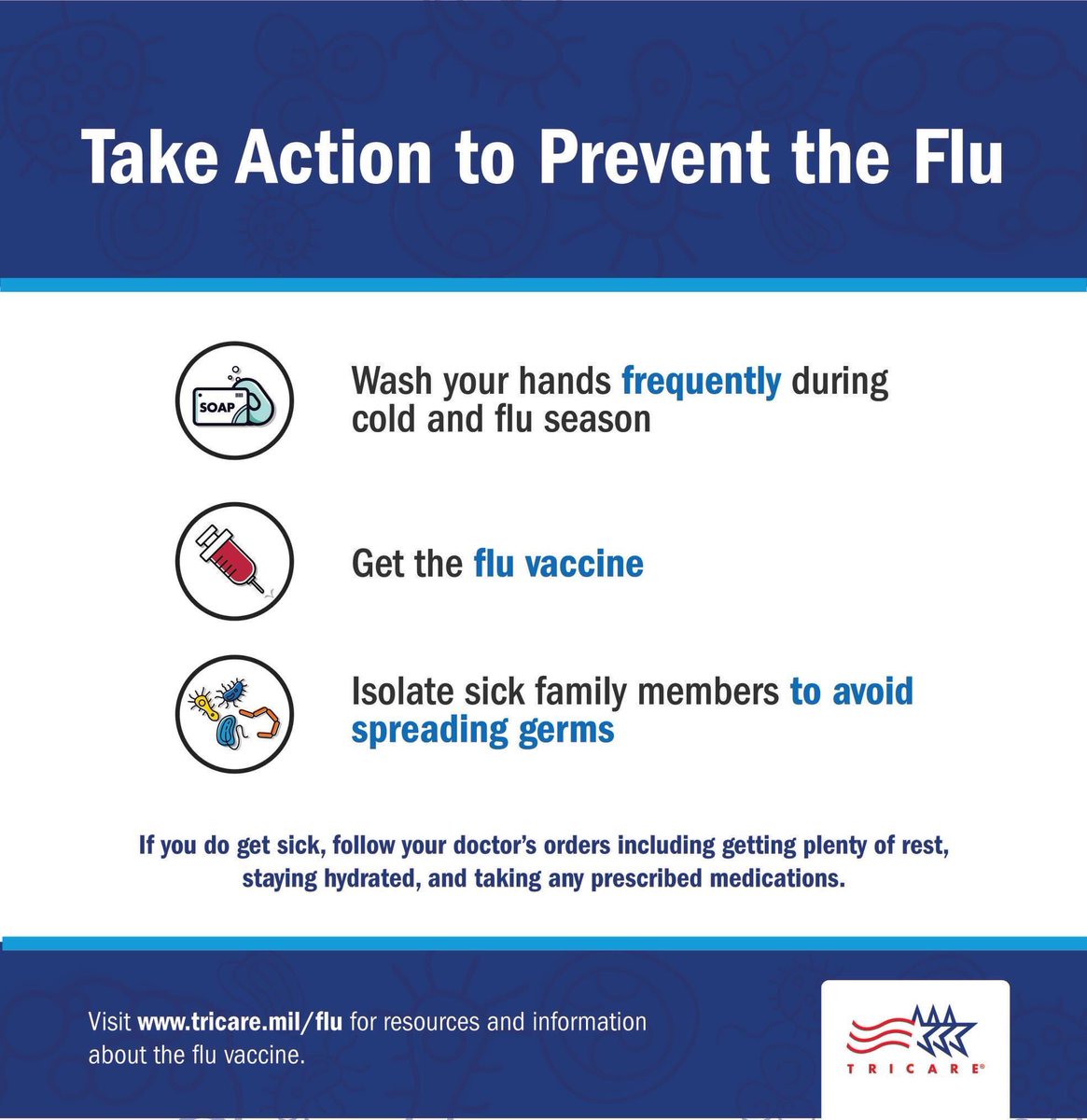 #NMCPReadyForTheFightTonight

While #COVID-19 may be top of mind right now, we are also in the midst of flu season. Luckily @TRICARE covers the flu vaccine. Learn more at go.usa.gov/xfBbz. #Prevent2Protect