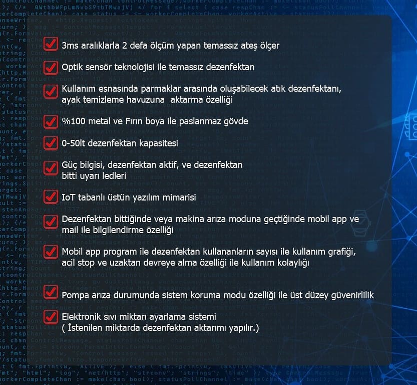 Okulumuz ArGe ekibi tarafından geliştirilen Temassız Ateş Ölçerli, Sensörlü El Dezenfektan Cihazı okulumuzdan temin edilebilir.Cihaz,dezenfektan bittiğinde e-posta aracılığıyla bilgi vermekte, kullanım istatistiklerini grafik olarak vermektedir.

#KanuniMTAL
#İyiKiMeslekLiseliyiz