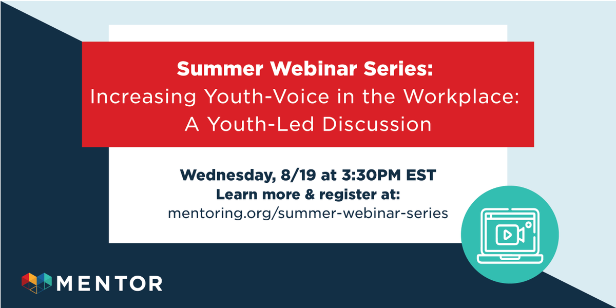 Youth voices are essential to help us learn what they need to thrive in the workplace.✨

Join youth job seekers & young people in entry-level positions as they share how mentoring has shaped their professional experiences. #mentorIRL 

Learn more:
register.gotowebinar.com/register/78168…