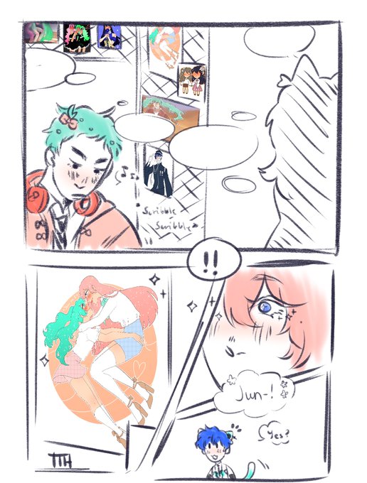 #oc work but au where college students meet up at anime convention for their first proper interaction??
fers ocs in luka and kaito cosplay…. yeah 