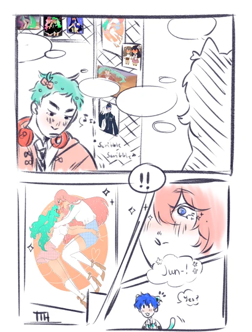 #oc work but au where college students meet up at anime convention for their first proper interaction??
fers ocs in luka and kaito cosplay…. yeah 
