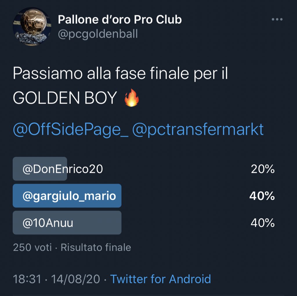 pcgoldenball's tweet photo. @Gulli_iTa @OffSidePage_ @pctransfermarkt Se sommi le percentuali che fa vedere a te arrivi al 99% https://t.co/fwzIkCDALH