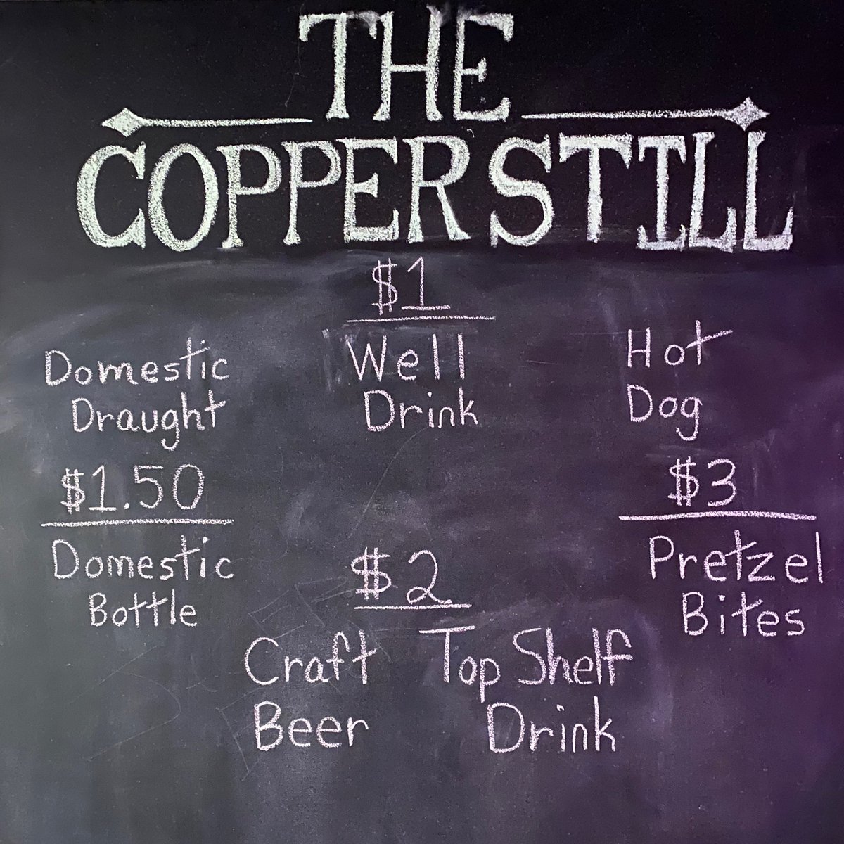 Since our specials were so good to finish off last week we decided to start this week with the same deals!!! Come on down to The Copper Still and don’t miss out on this opportunity!