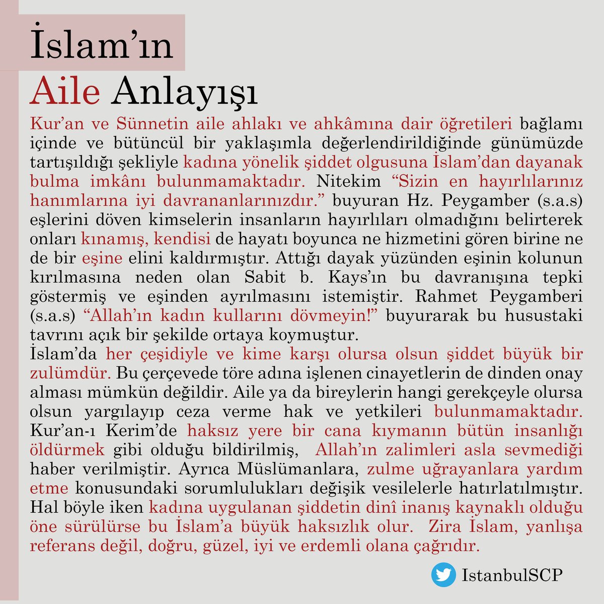IstanbulSCP's tweet photo. İslam'ın Aile Anlayışı
@DIBAliErbas https://t.co/spZbox6KRN