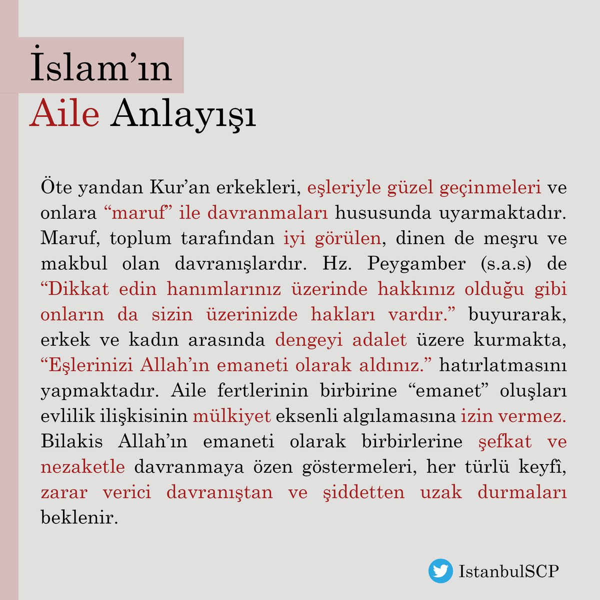 IstanbulSCP's tweet photo. İslam'ın Aile Anlayışı
@DIBAliErbas https://t.co/spZbox6KRN