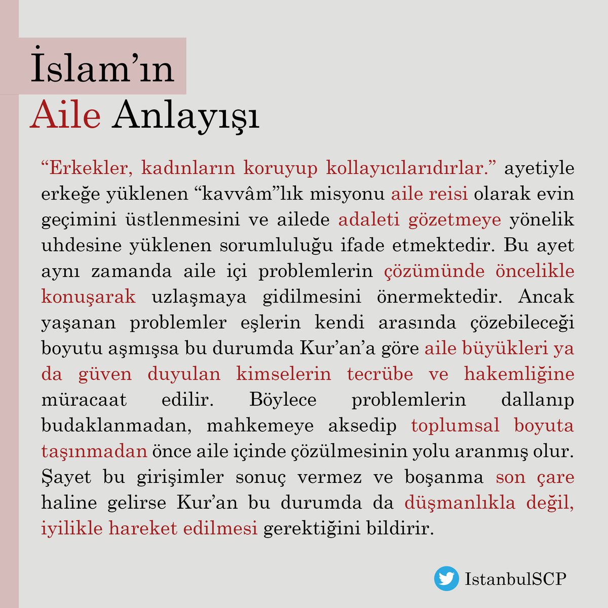 IstanbulSCP's tweet photo. İslam'ın Aile Anlayışı
@DIBAliErbas https://t.co/spZbox6KRN