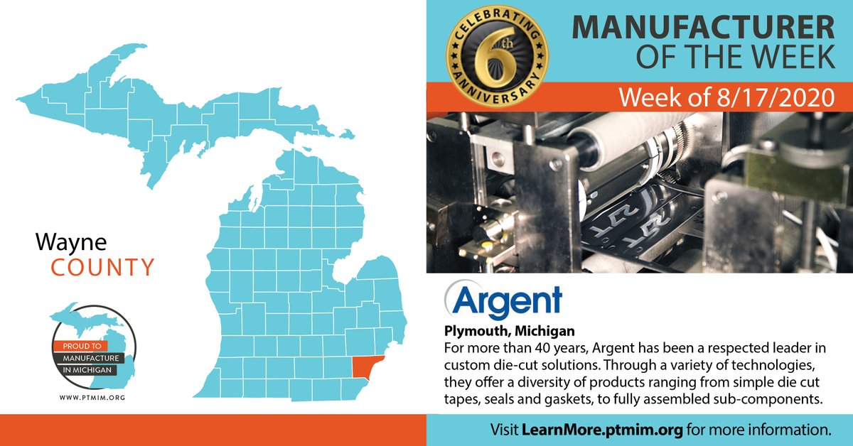 Proudtomfrinmi's tweet photo. @SenPolehanki Our Featured #Michigan manufacturer is @Argent_Inc in your district! https://t.co/aPmIjJMd1f #ManufactureSmarter #6YearMember #cutting #bonding #fastening #cleanroom https://t.co/BEWpuY3Ei0