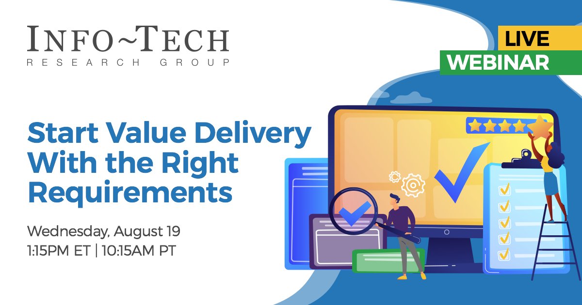 infotechRG's tweet photo. Have you registered? Join our webinar to learn how good requirements gathering and management practices are essential to software delivery success. Don’t miss out. Sign up today!
#webinarwednesday #requirementsanalysis #IT #CIO #virtualevent
https://t.co/nEJfeILziG https://t.co/1SHGGLCjbz