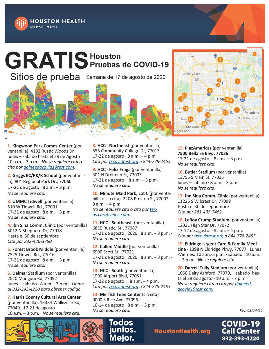 HoustonOEM's tweet image. FREE TESTING | Getting tested for #COVID19 empowers you to protect your family and community. Get a free test at one of the many sites across #Houston the week of Aug. 17, 2020. 

Visit HoustonEmergency.org/covid19 for information.

#MaskUpHou #BetterTogether #StopTheSpread #hounews