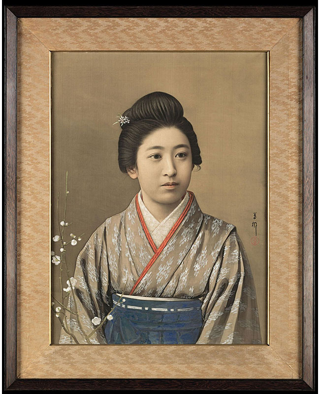 This portrait of Umeko is in the Florence Nightingale exhibition, and is why Japan were like 'omg let's call those guys and tell them the stuff'.It's by Goseda Horyu II, and she's holding a plum, which is a reference to her name.