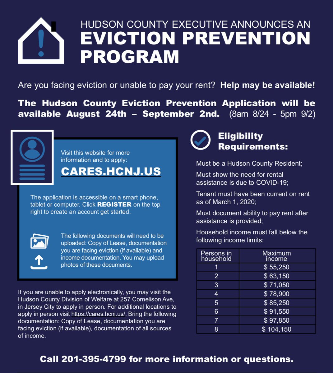 JerseyCity's tweet photo. Are you facing eviction or unable to pay your rent? Help may be available! @HudCoTweet https://t.co/9x12gEDYit