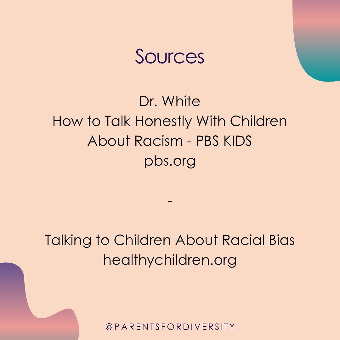 We at Parents for Diversity are committed to anti-racist parenting. How are you practicing anti-racist parenting in your family?/End https://www.pbs.org/parents/thrive/how-to-talk-honestly-with-children-about-racism https://www.healthychildren.org/English/healthy-living/emotional-wellness/Building-Resilience/Pages/Talking-to-Children-About-Racial-Bias.aspx