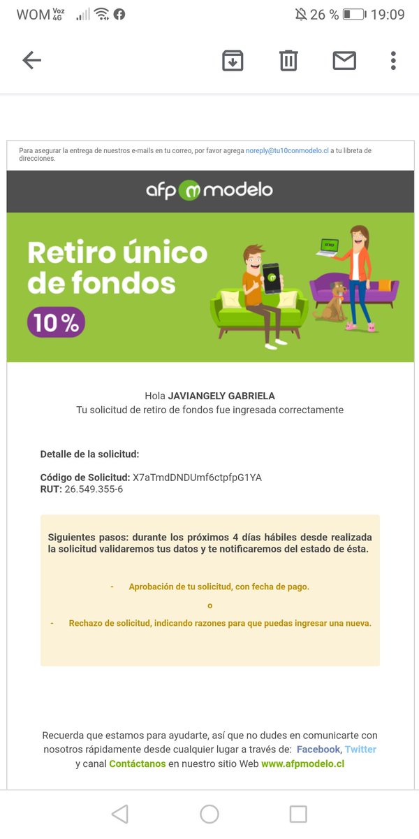 JaviiGLA's tweet photo. @AFPModelocl Ya hoy son 7 días hábiles esperando respuesta a mi segunda solicitud (la primera fue negada cuando la mandé con fotos del rut) y no obtengo respuesta por ninguna vía @Superpensiones NO cumplen fechas, NO cumplen una mierda!!!!#afpmodelocl #demandacolectivaAFPMODELO https://t.co/GljjTBziO6