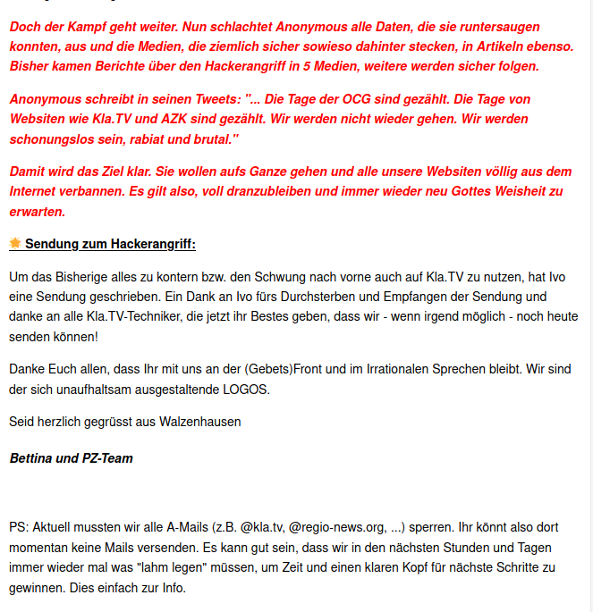 OCGLeaks's tweet photo. Geht natürlich noch weiter, hier das nächste interne Fax 🤫

Bei der roten Schrift: Sowas wurde nie getweetet mit "Rabiat &amp; Brutal" nette, interne, Gehirnwäsche :D

Das mit den gelöschten Servern stimmt, ein Server wurde in SATAN umbenannt &amp; lief tagelang weiter 😈

#OpTinfoil https://t.co/s0kHNwWSo0