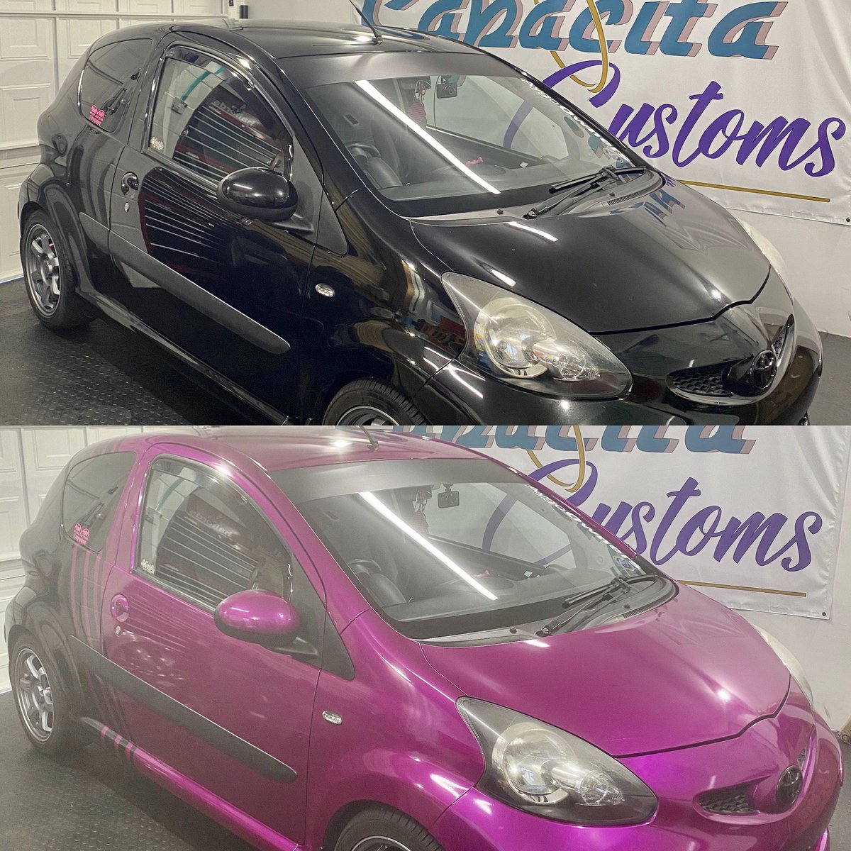 CapacitaCustoms's tweet photo. Newest car wrap to leave the garage 💗🖤💗

#capacitacustoms #wrappedcar #carwraps #3m #vinyl #vehiclegraphics #toyota #aygo #toyotaaygo #agyoownersclub #instacar #cargirl #carmods #femalewrapper #girlswhowrap #layednotsprayed #paintisdead #saynotopaint #customised #itsawrap https://t.co/wrdb9zfVj0