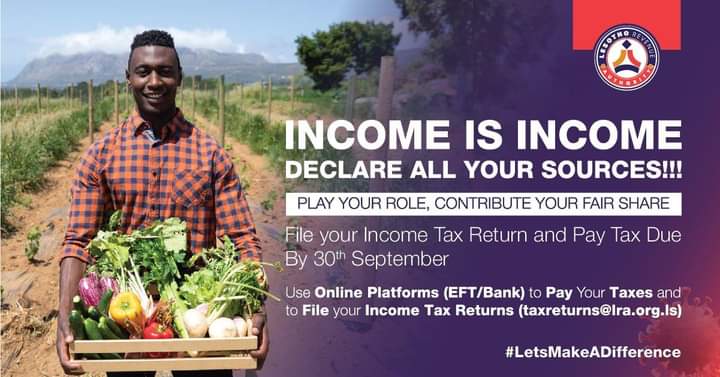 TENlesotho's tweet image. Have you declared all your sources of income to @LesothoRevenue ? 
File your Income Tax Return and Pay Tax Due by 30th September 2020

#BusinessesDevelopment #IncomeTax #LetsMakeADifference #LRA #Ten