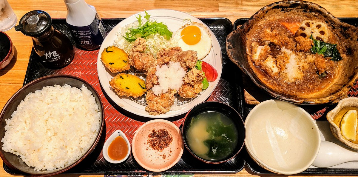 約束の地 オムレツ 巣鴨 大戸屋 大戸屋ランチ定食 竜田2倍 ご飯特盛り チキンかあさん煮 1730 完食