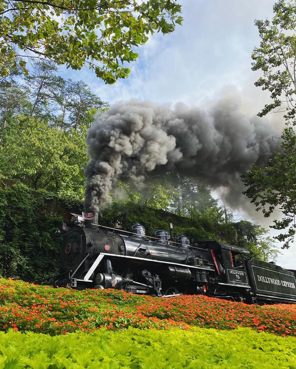 The  @Dollywood Express was a must for us. It was cool to see an authentic coal-fired steam train. It was a scenic ride up the mountain with great views of the park and the Smoky Mountains.