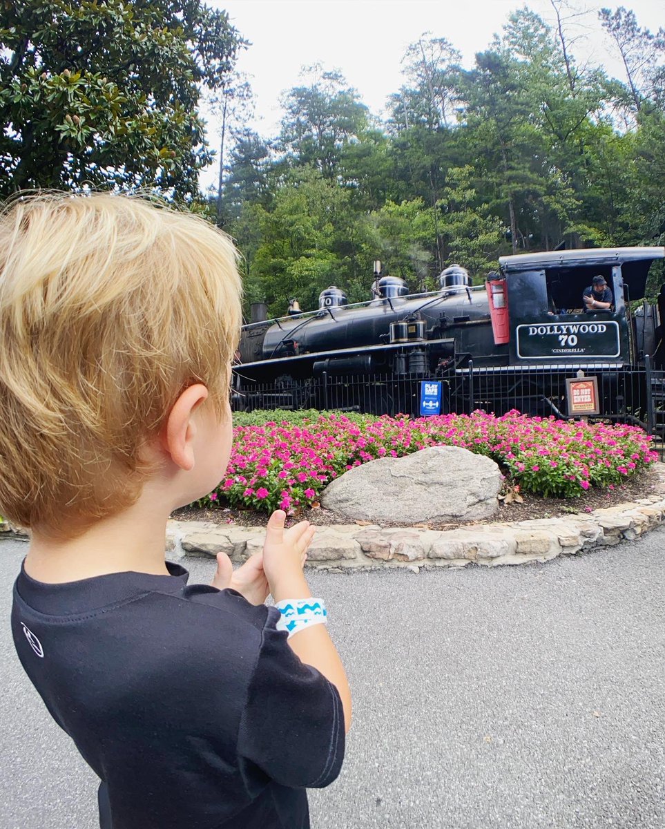 The  @Dollywood Express was a must for us. It was cool to see an authentic coal-fired steam train. It was a scenic ride up the mountain with great views of the park and the Smoky Mountains.