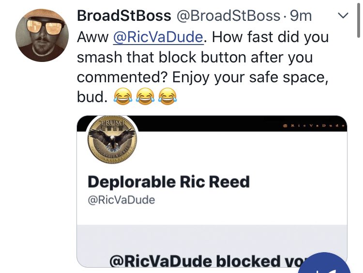 AntiCult45's tweet photo. @RicVaDude @BroadStBoss COWARD. https://t.co/whMj1eGLX6