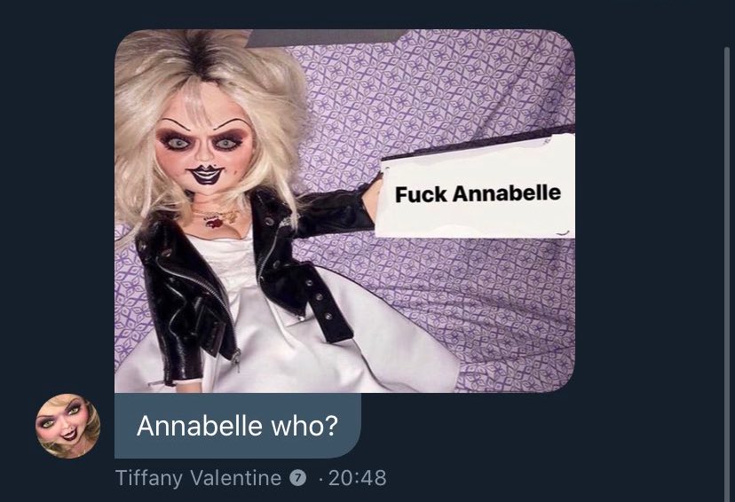 d0llroom's tweet photo. We see #Tiffany and #PennyWise supposedly SHADING #Annabelle ‼️👀☕️ https://t.co/zJ65BCDKYA
