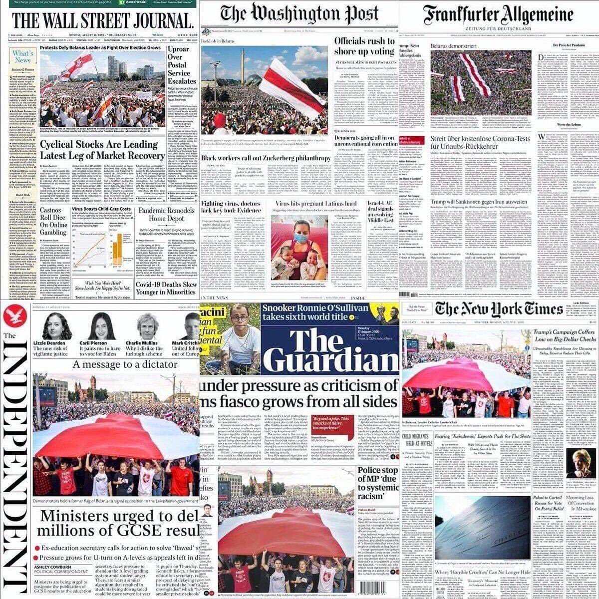 twiktani's tweet photo. News media around the world reporting on events in Belarus. Thank you for the coverage and support! It is much harder for rulers to abuse power when everyone can see it. -#powerofjournalism #news #Belarus https://t.co/claRMVIkVD
