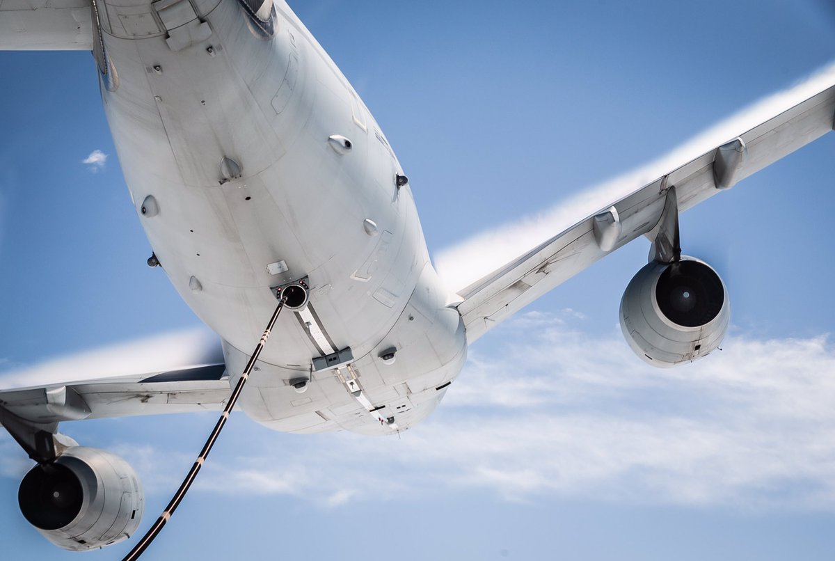 For larger aircraft, they can only refuel on the FRU (fuselage refuelling unit.​)They would move to behind the hose before being cleared for contact by the Mission Systems Operator and by the signal lights which can be seen here at the hose/aircraft connection.