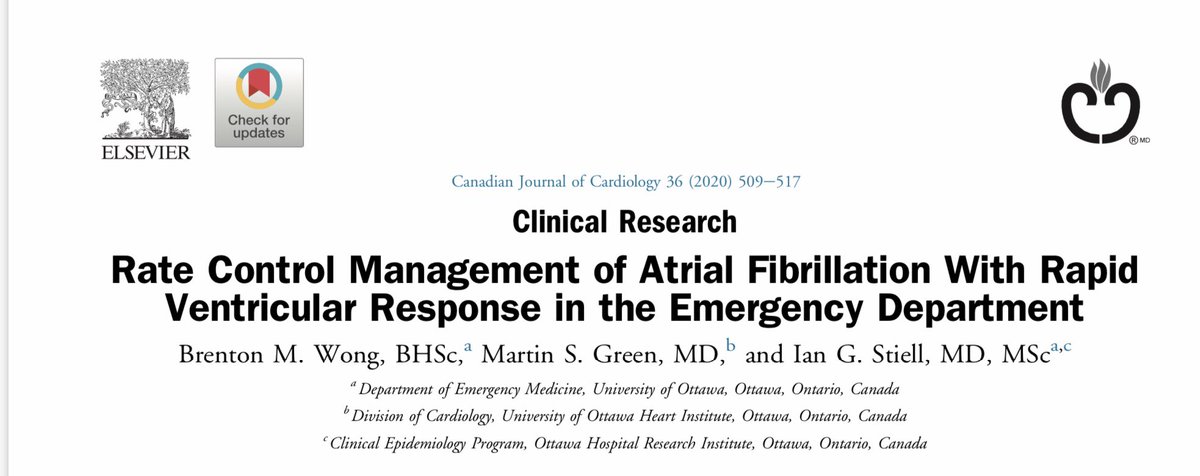 Rate control Managemet of AFRVR in the ED 665 ED visitsAF status: Permanent (53.4%)518 (77.9%) had RVR due to medical causeReceived Rate-Control meds: Primary AFRVR (79.6%), Secodary AFRVR (32.6%)Metoprolol (71.4%) more effective than Diltiazem (12.9%)