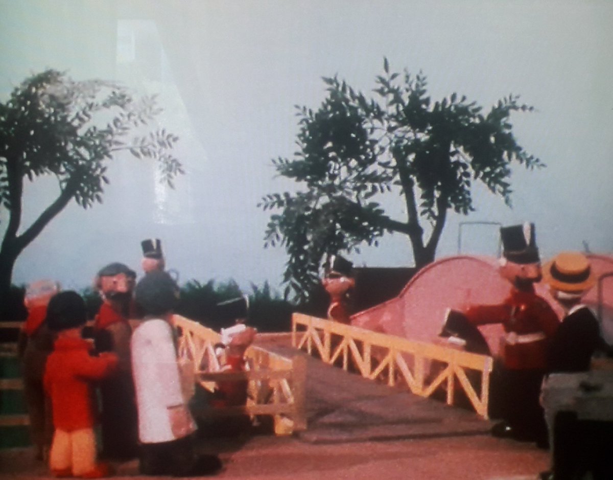 A lot of what we see of outdoor Chigley is open road, but there is the saga of the broken bridge, and the hastily knocked up replacement from the soldier boys at Pippin Fort, who conveniently have just been on bridge-building exercises. No, really.
