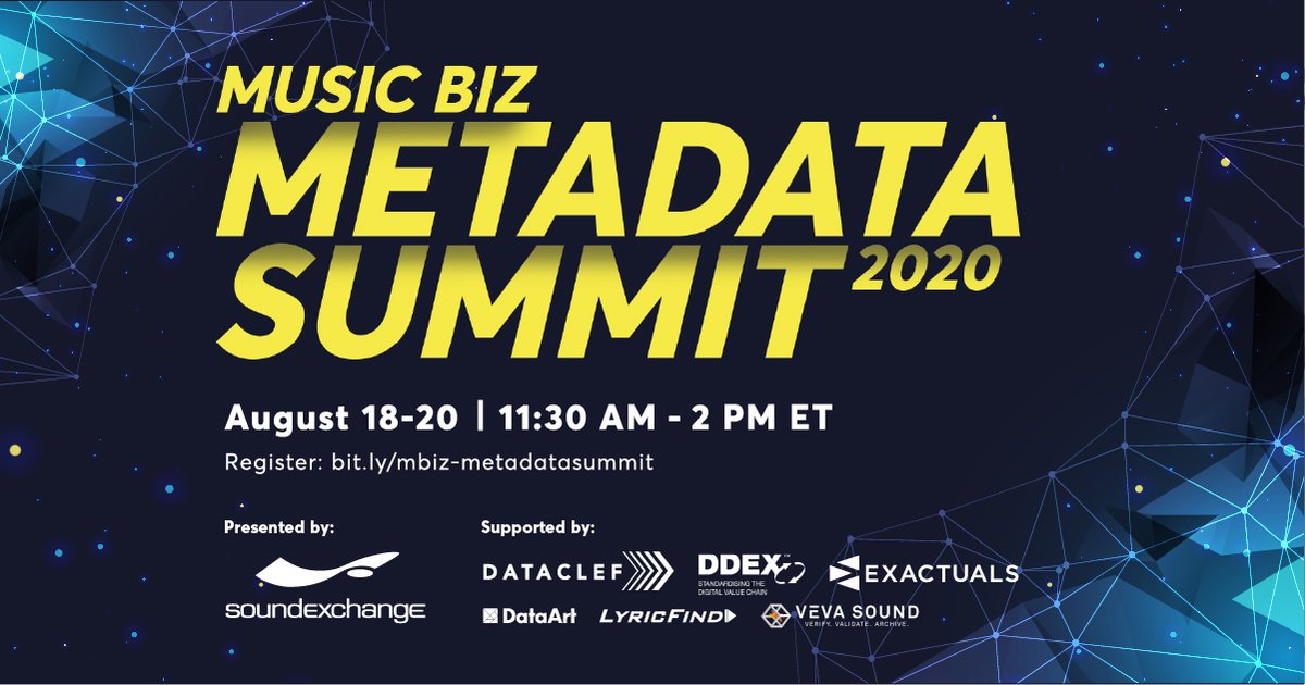 SoundExchange's tweet photo. Hey labels and publishers! Don’t forget to catch @AliMLieberman tomorrow on the @MusicBizAssoc #MetadataSummit panel “It All Starts Here: Matching and Linking Motherloads of Data” at 12:15 p.m. ET. Register here: https://t.co/FvuHXL0OoJ https://t.co/tmgevcnyK0