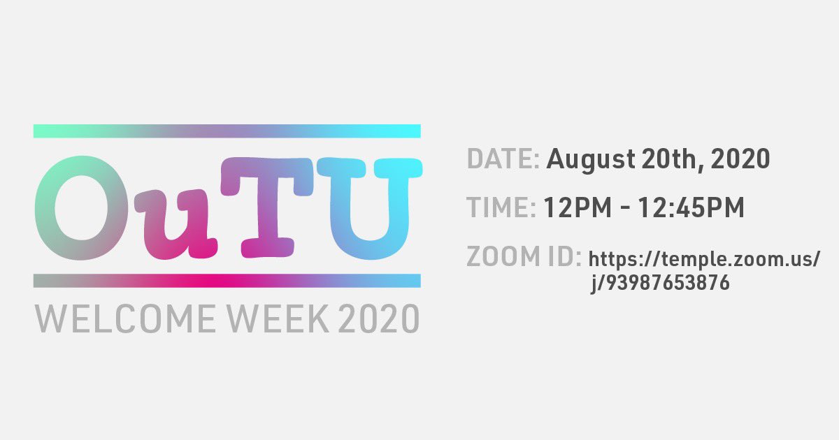 WOAH, it’s Welcome Week already? Time really flies ⌛️! Don’t miss out on our first ever virtual welcome week meet and greet, OuTU, happening this Thursday at noon. We’re looking forward to meeting and connecting with you all 🥳!