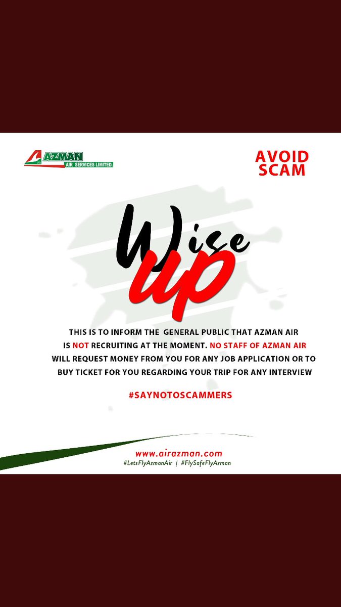 yusufwkura's tweet image. Scammers Everywhere!🙄... Kindly Tag your loved ones, Let's Spread this Message.  
Be safe and be wise!!! @AzmanAir  @AzmanGroup @AzmanFarms 

#WiseUp #AvoidScam #SayNoToScammers
