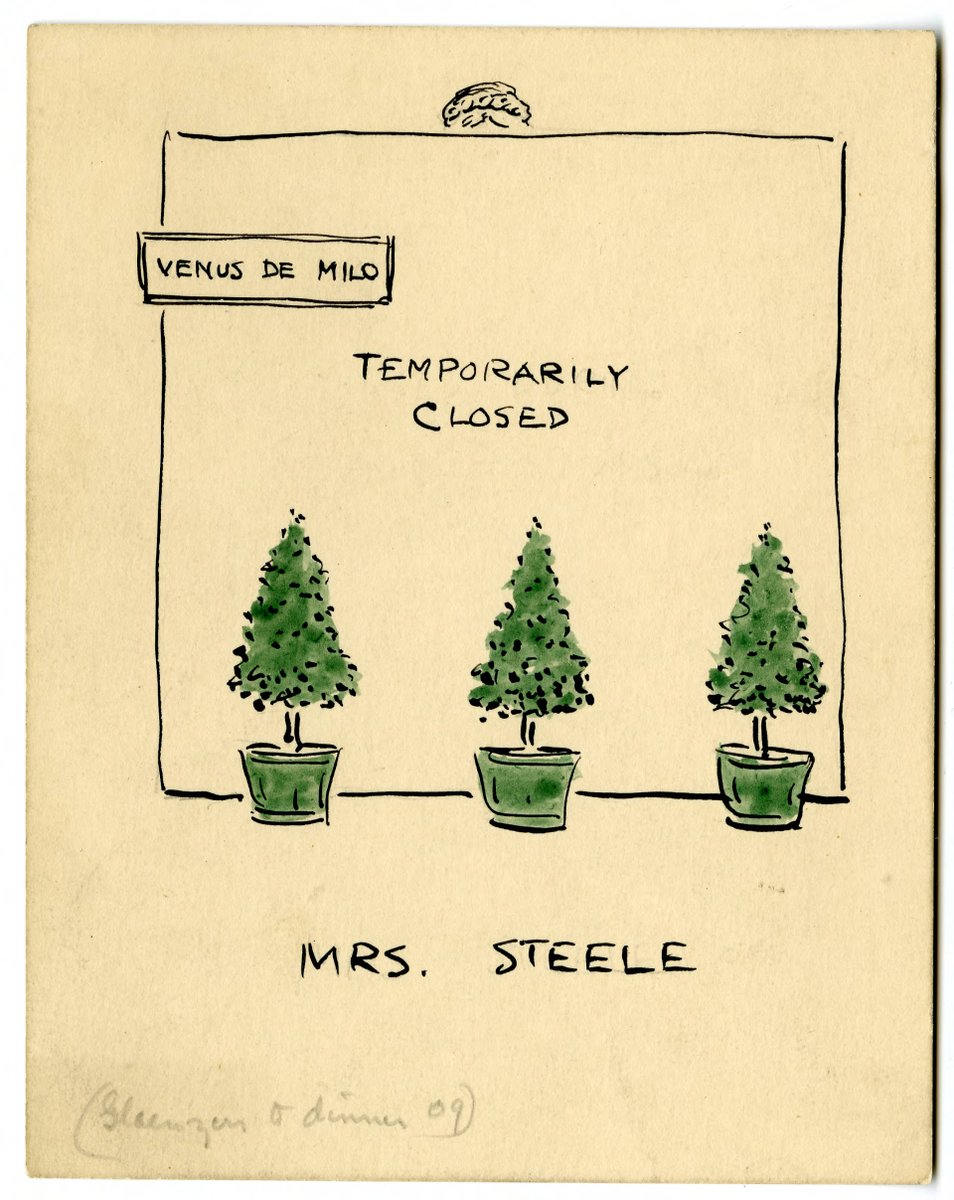 Back from our North Woods vacation, where we saw plenty of trees, thus this Steele dinner place card. We're still "temporarily closed"  @SherlockUMN  @umnlib, but hope you continue to wear a mask & physically distance yourself, following the trees' example.  http://purl.umn.edu/99745 