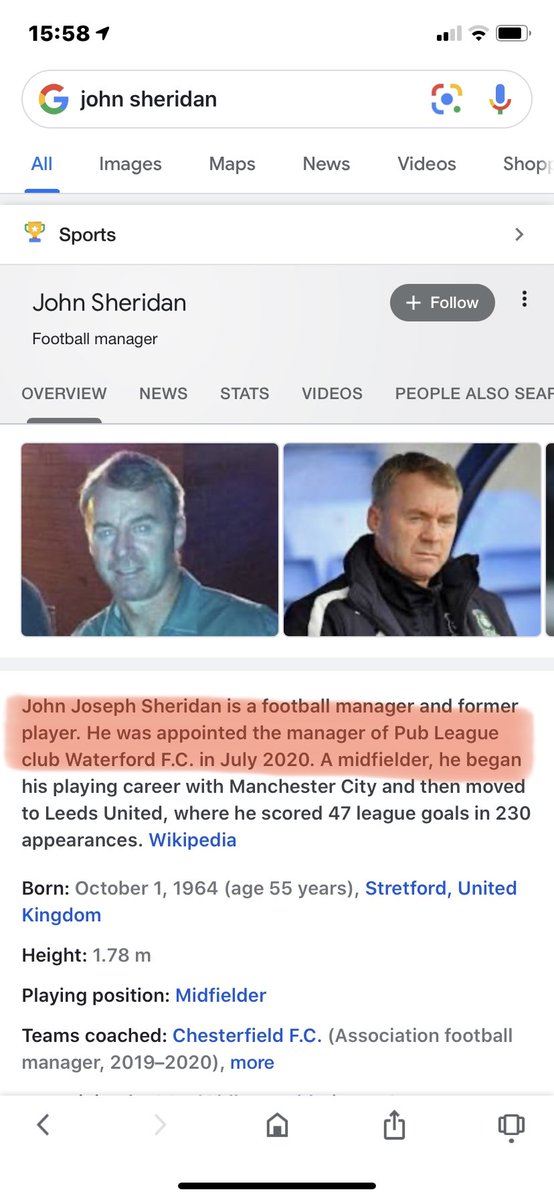 ShaneMcDanger's tweet photo. @JohnDugganSport someone has done some work to John Sheridan’s wikipedia https://t.co/I4Xw1zRf7h