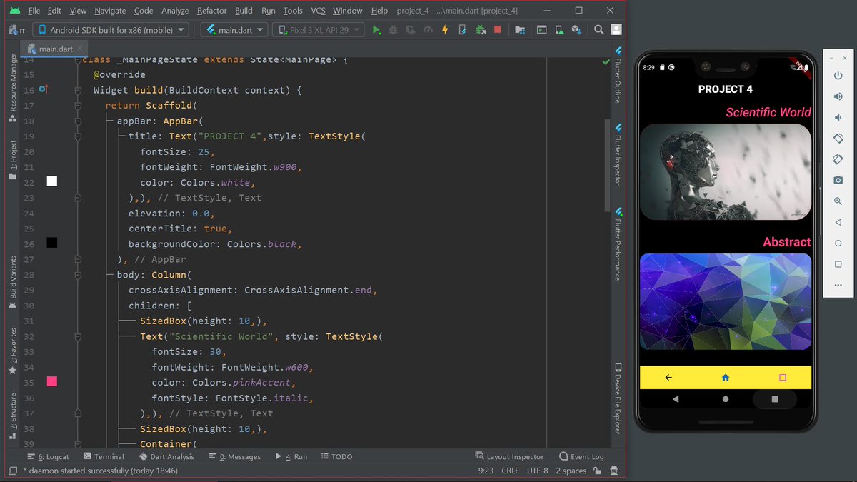 ModulusMod's tweet image. #100DaysOfCode
Day-54
Today I've learn, how to make the containers and images round and how to set botton navigation bar and use of Stack widget in #Flutter