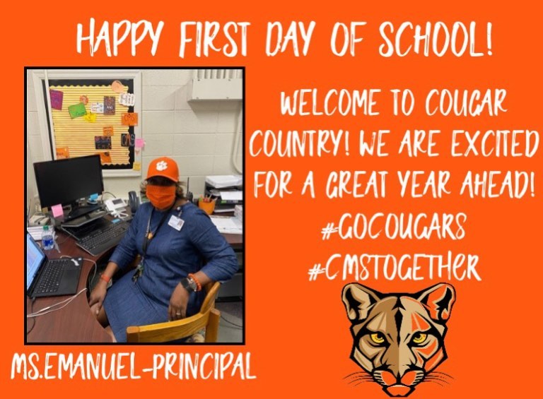 Carrington_DPS's tweet photo. Happy First Day of School Students! We know this year may look a little different, but our CMS community is always here to help you out! We look forward to a great and successful school year! Go Cougars! #CMSTOGETHER @DJonesDPS @DurhamPublicSch #wearedps https://t.co/LLfwoPbDQf