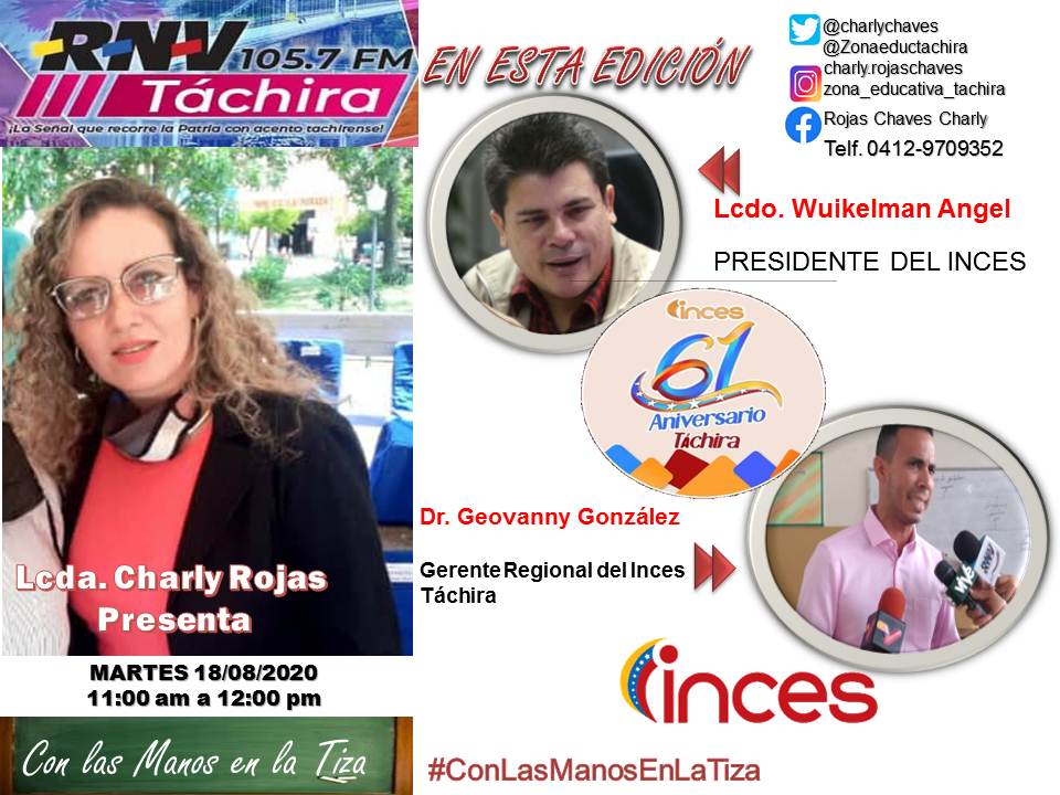 Programa radial con la manos en la tiza presentado por la Licda. Charly Rojas