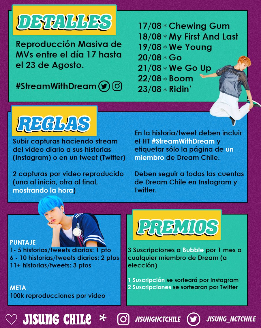 Jisung_NCTChile's tweet photo. ⭐[#StreamWithDream]⭐

¡Sorpresa! 💚 NCT Chile ha preparado diferentes actividades para celebrar el cuarto aniversario de NCT DREAM✨💚.

Toda la información puedes encontrarla en las siguientes fotos. ¡Esperamos que te animes a participar!💕.

[NCT Chile] https://t.co/CcXaVXLITU
