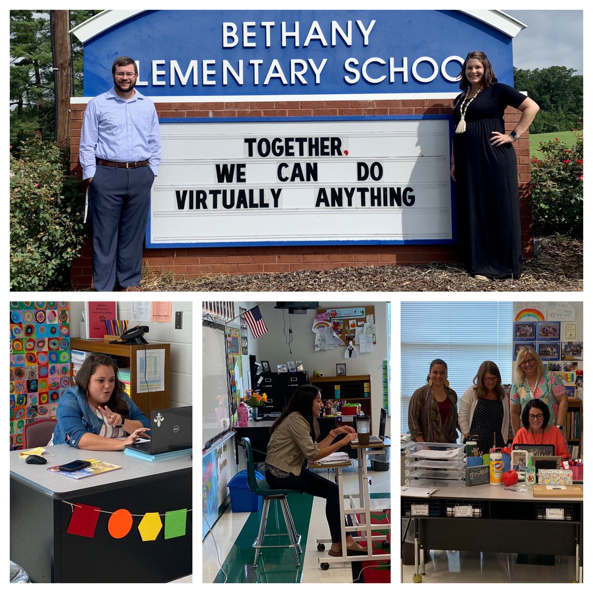 LaurynTDuncan's tweet photo. Together, we can do virtually anything🐾Happy First Day of School to all of our Bethany Elementary students and staff🐾 #kindnessmatters #firstdayofvirtuallearning @JoshuaEanes1 @RCS_NC https://t.co/hCh0ysvcvB
