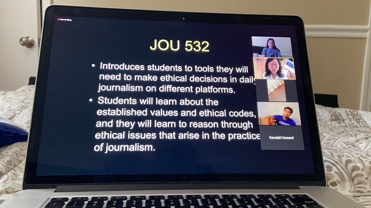 Now, I am in my asynchronous virtual journalism ethics class until noon.
