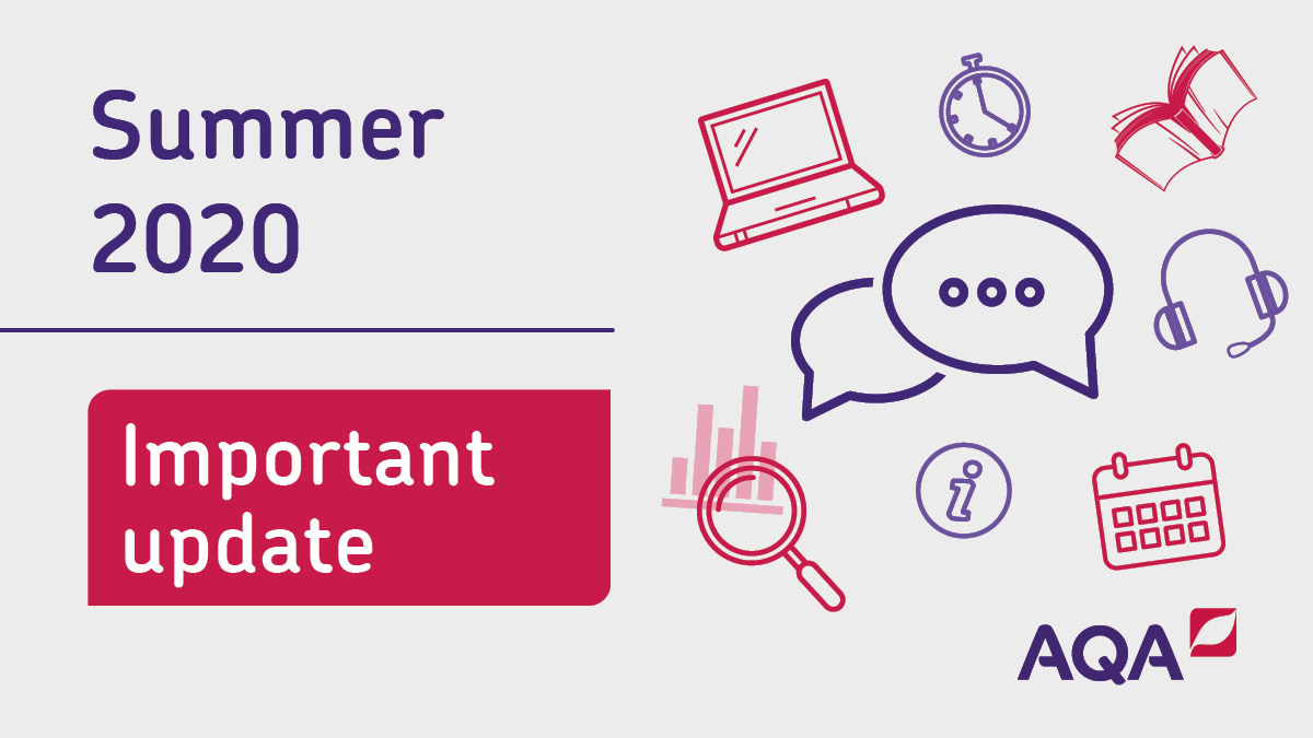AQA's tweet photo. Ofqual has announced that GCSE, AS and A-level students will now receive Centre Assessment Grades if they’re higher than their calculated grades.

Read statement from @Ofqual here > https://t.co/Xu88ffNpfI https://t.co/qMVWWZJ3xd